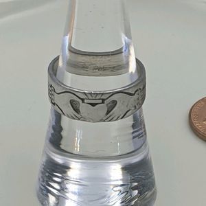 Sterling Silver Claddaugh Heart Hands Ring Sz 7